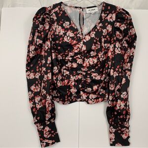 HL Affair Feminine Romantic Black & Red Floral Blouse